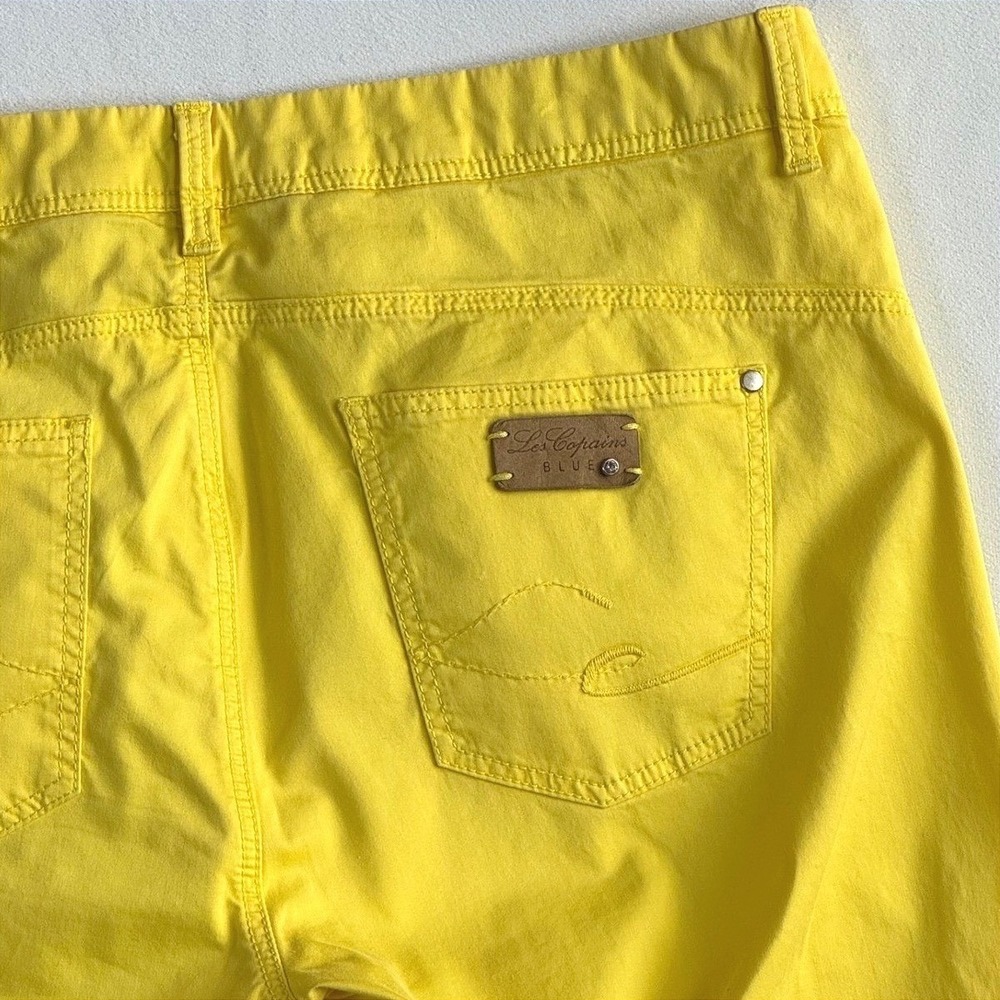 Les Copains Blue Womens Yellow Cotton Straight Leg Pants Italian summer - Picture 9 of 16